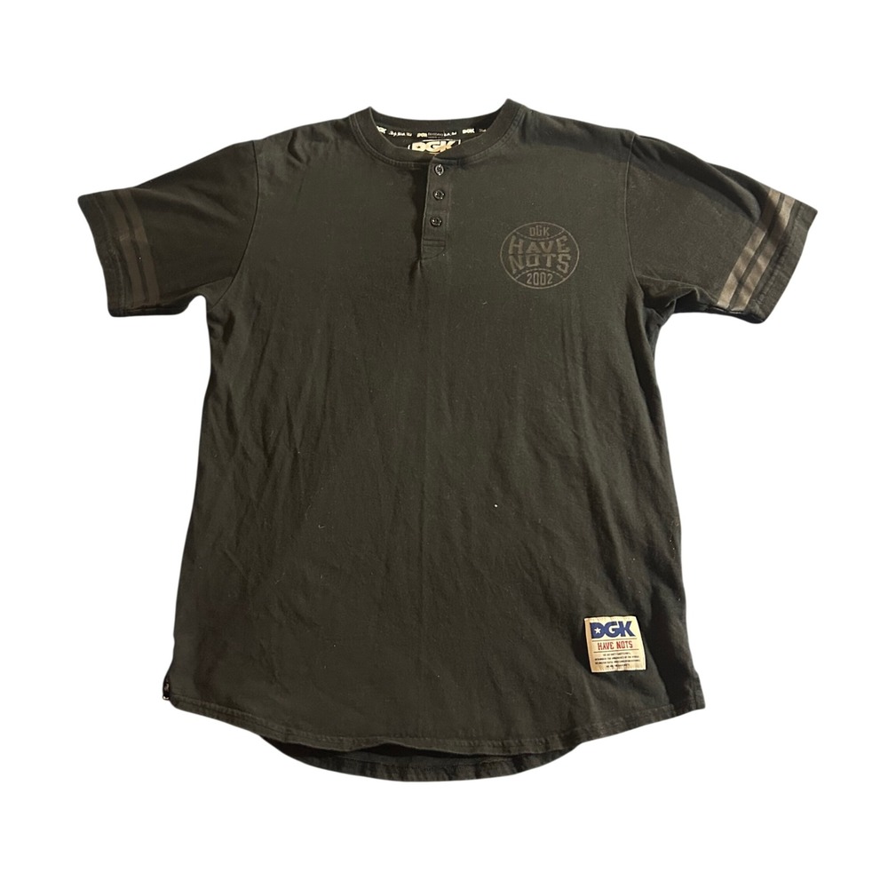 DGK Have Nots 2002 Mens Black Henley Short Sleeve Skate Shirt Medium